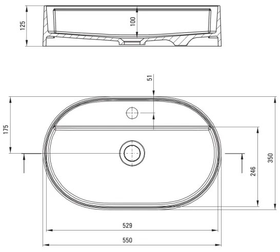 Deante CQS_NU6B - Lavabo da appoggio con foro preforato per rubinetteria SILIA 35x55 cm granito/nero