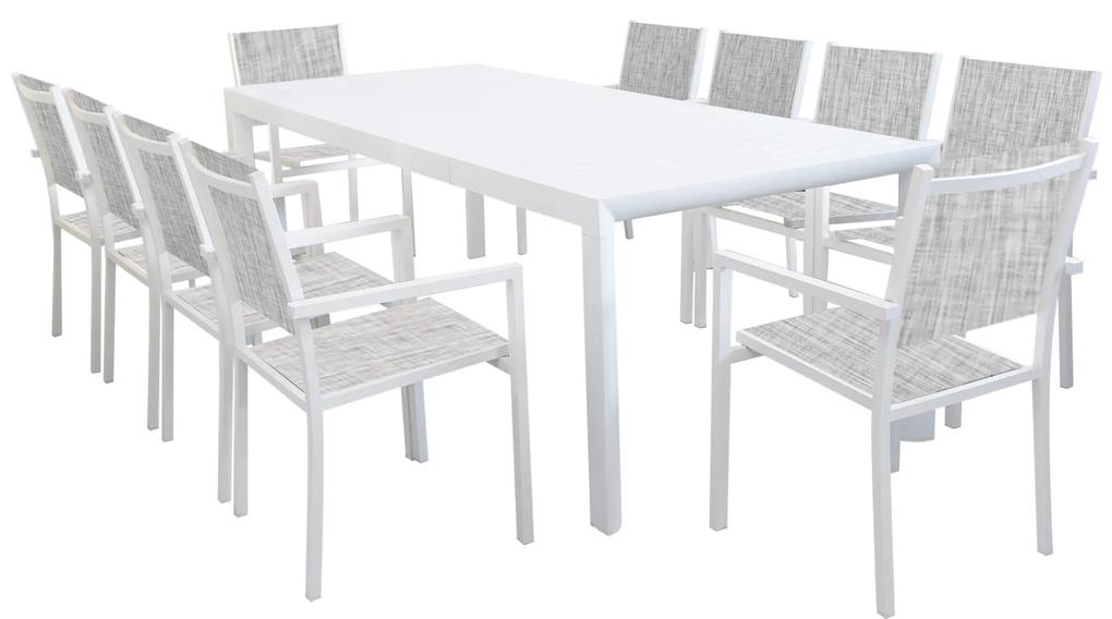 EQUITATUS - set tavolo in alluminio cm 180/240x100x75 h con 10 sedute