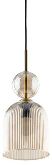 Lampada a sospensione SOPHIA con cavo 1xE14/10W/230V Nero/Beige fumé