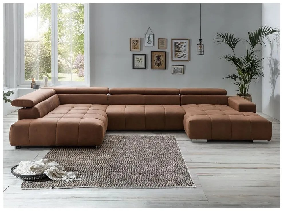 Divano angolare a U TROPEA sinistro marrone