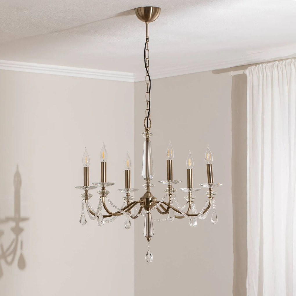 Lampadario di cristallo Adone Lucea, dimmerabile, Ottone / Oro, Soggiorno / Sala da pranzo, Metallo, Lampadario di cristallo