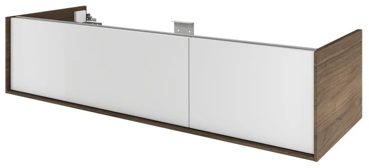 Mobile da bagno sotto lavabo SENSEA Neo Frame bianco e noce laccato lucido L 135 x H 32 x P 48 cm 2 cassetti, lavabo non incluso
