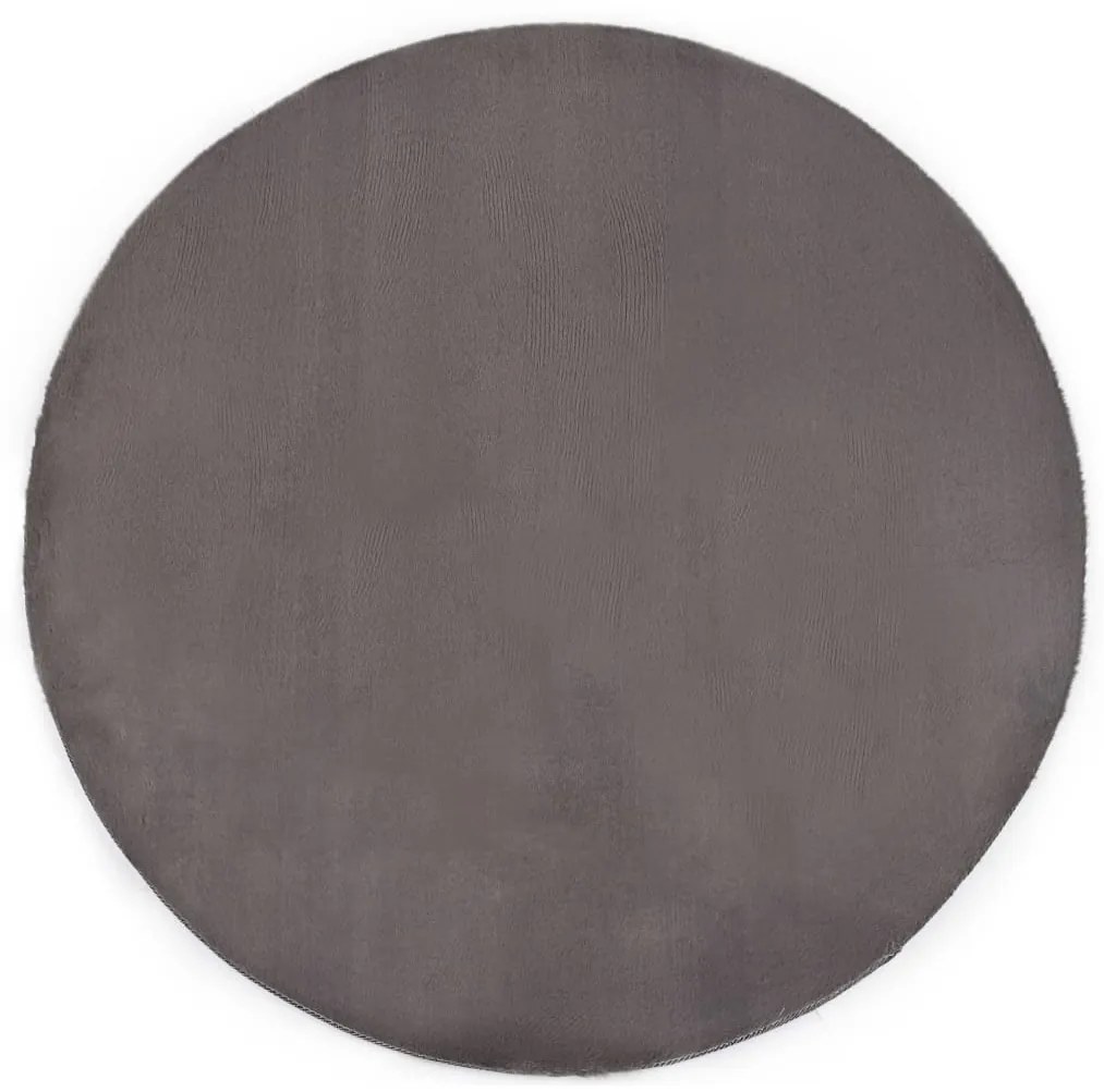 Tappeto 160 Cm Pelliccia Di Coniglio Sintetica Grigio Scuro /
