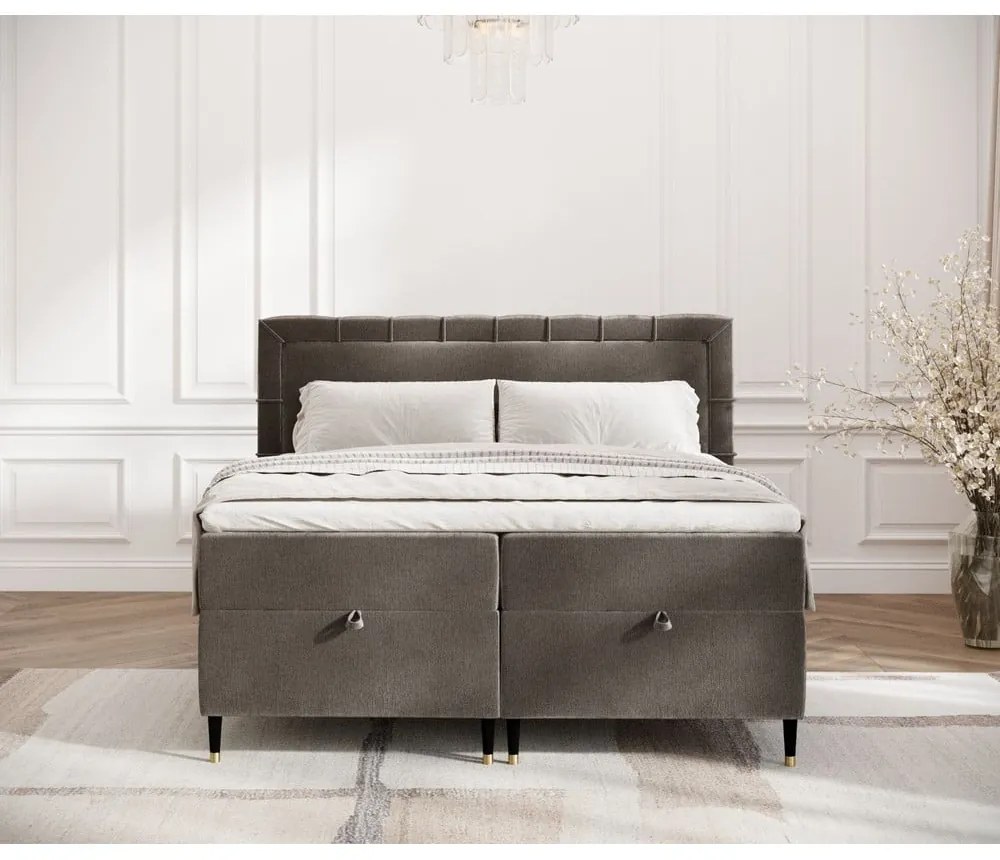 Letto boxspring grigio scuro con spazio contenitivo 180x200 cm Voyage - Maison de Rêve