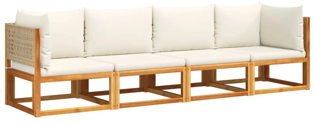 Set divani da giardino 4pz con cuscini legno massello di acacia