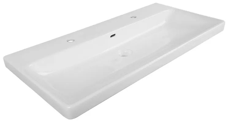 Lavabo integrale a incasso rettangolare vasca centrale Remix L 106 x H 16.5 x P 49.7 cm in ceramica bianco