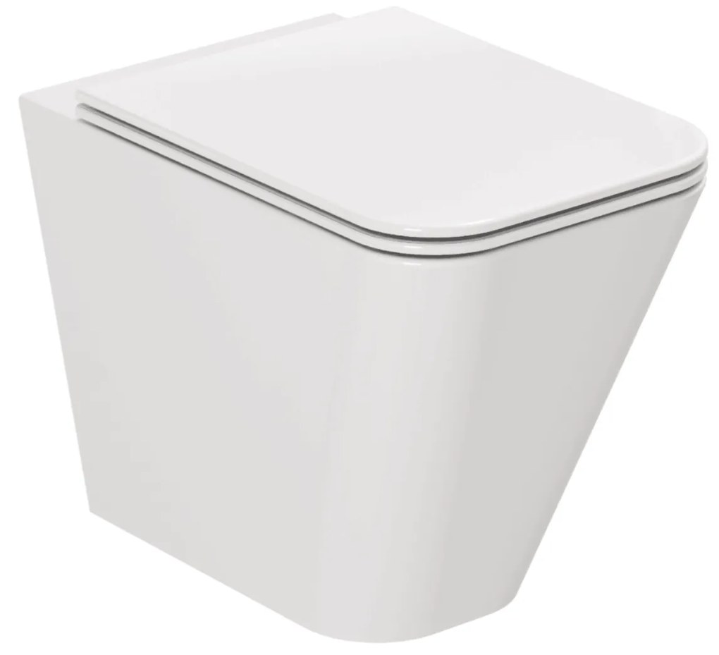Wc a Terra Senza Brida Traslato Azzurra Ceramica "Build" Bianco Lucido