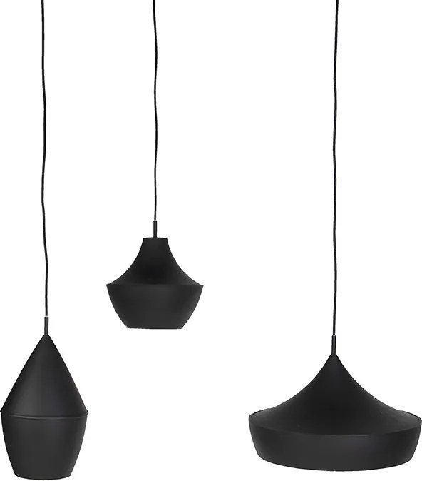 Set di 3 lampade a sospensione intelligenti nere con oro incl. Wifi A60 - Depeche