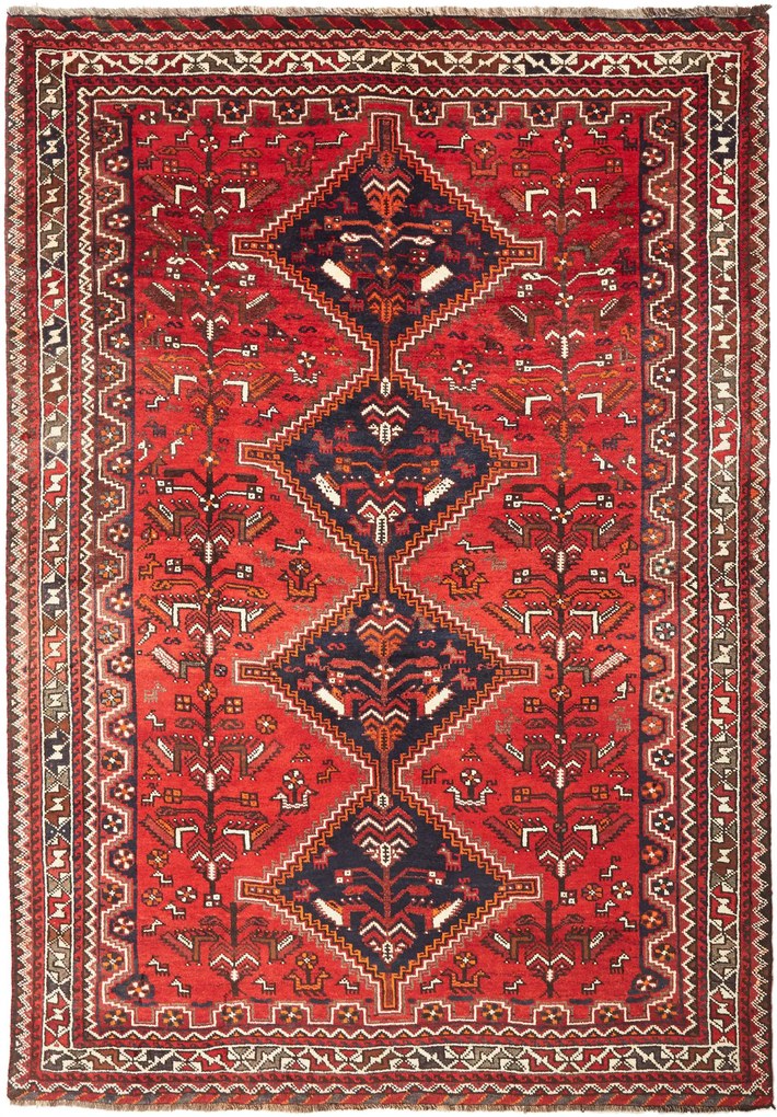 Shiraz Tappeto persiano 180x260 Rosso (Iran) Annodato A Mano