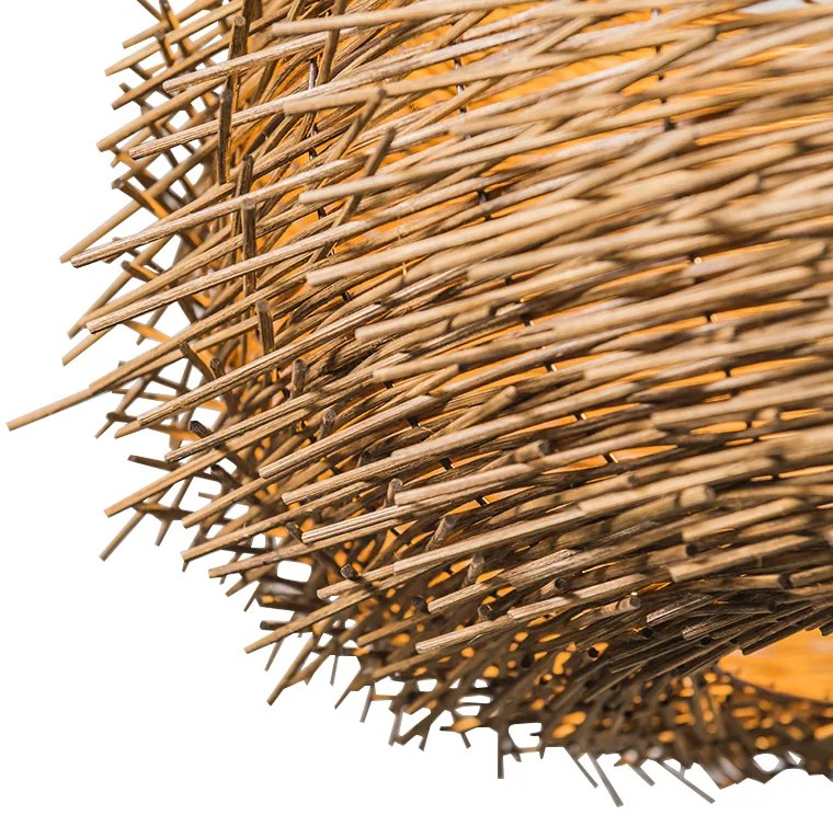 Lampada a sospensione rustica in rattan marrone - Hatch 45