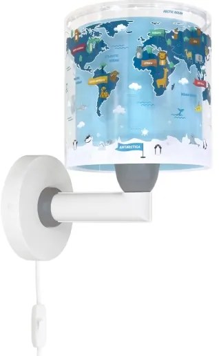 Dalber 40679 - Lampada da parete per bambini WORLD 1xE27/15W/230V blu