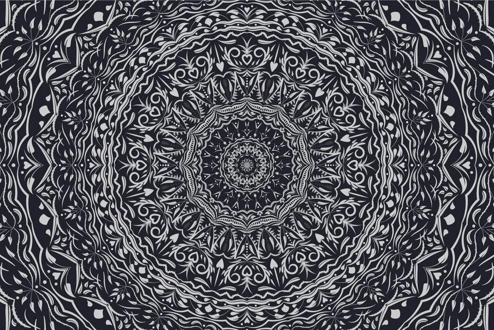 Carta da parati – Mandala in stile vintage in bianco e nero