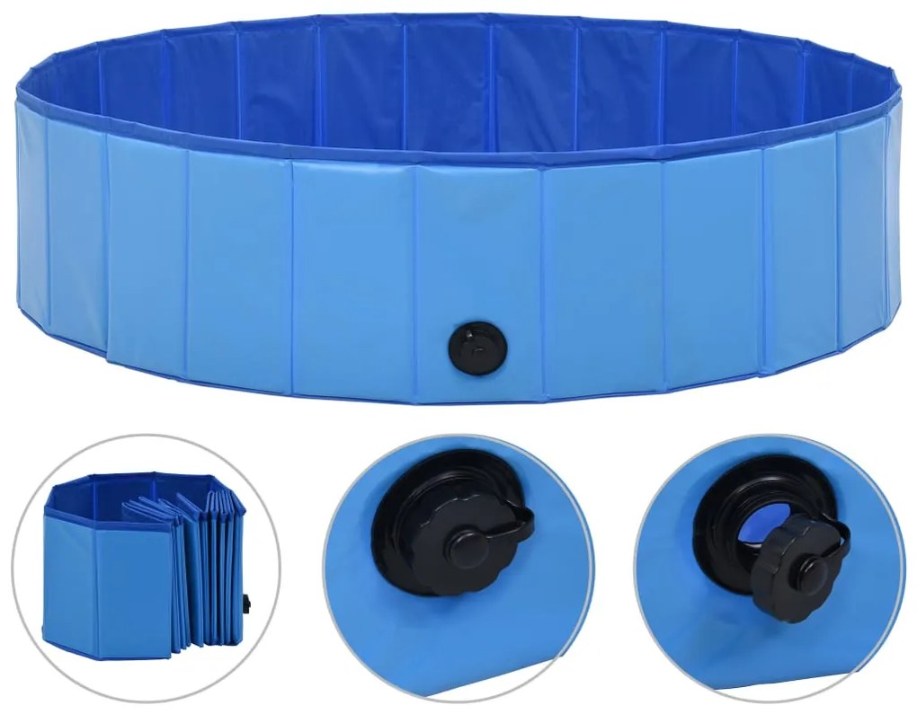 Piscina per cani pieghevole blu 120x30 cm in pvc