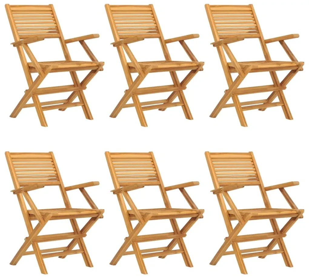Sedie da giardino pieghevoli 6pz 55x62x90cm legno massello teak