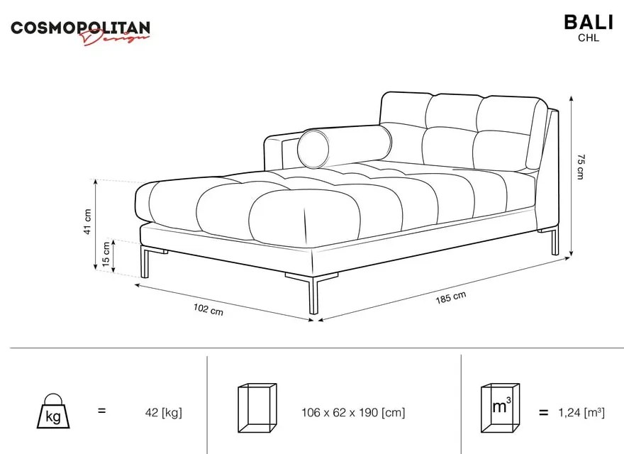 Poltrona lounge beige chiaro, angolo destro Bali - Cosmopolitan Design