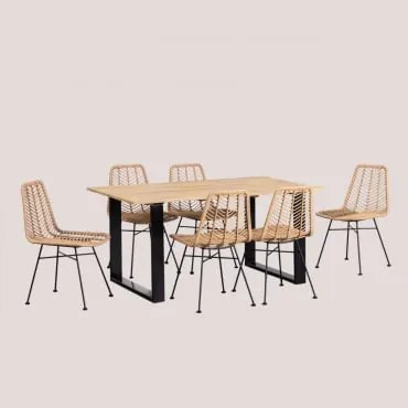 Set da pranzo in legno (160x90 cm) Melina e 6 sedie in - Sklum