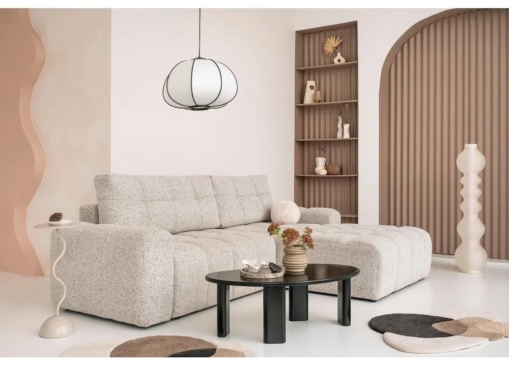 Divano angolare componibile beige allungabile/con contenitore (con penisola a destra) Lulu – Miuform