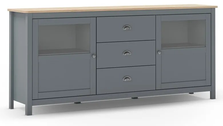 Cassettiera verde polveroso in pino massiccio 180x80x40 cm Misti – Marckeric