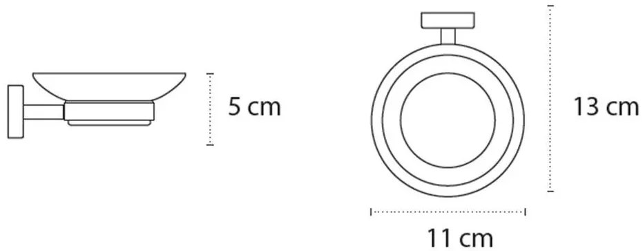 New Line M3 portasapone 11 cm tondo a muro In vetro acidato e Acciaio Inox cromo