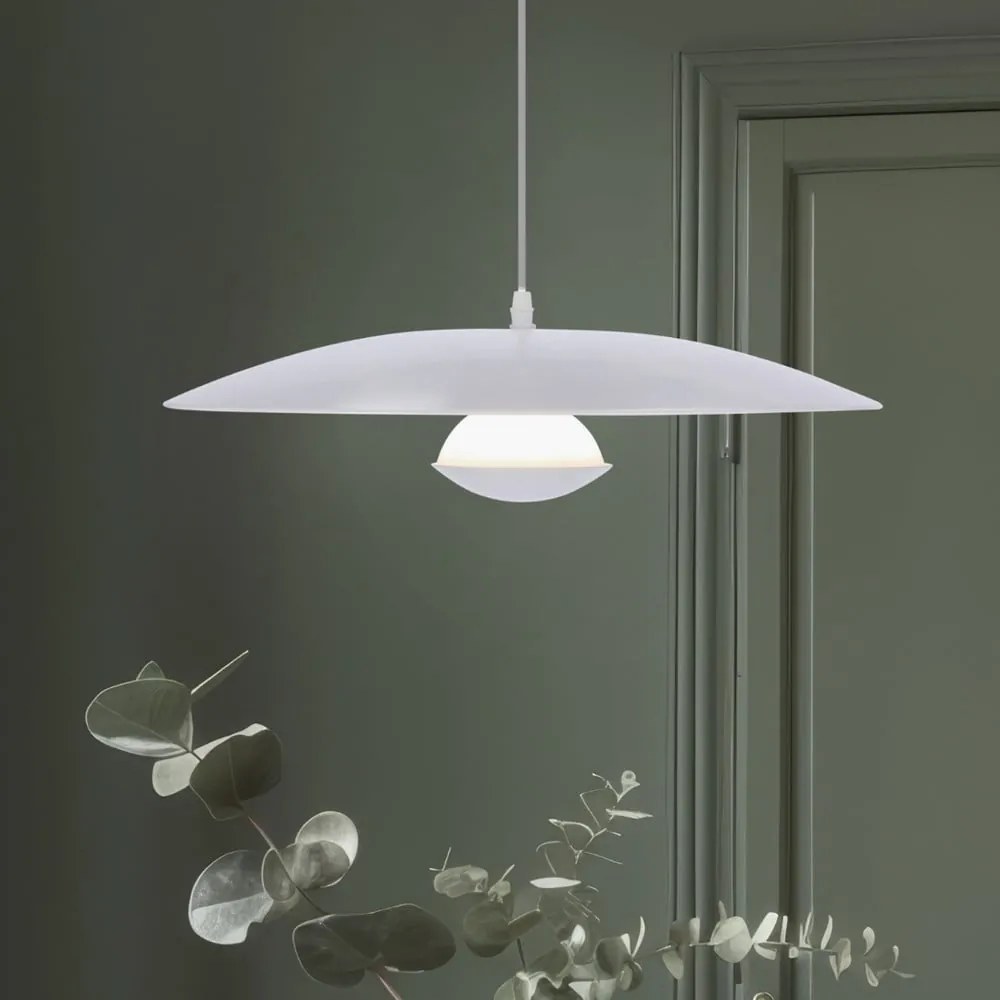 Lampadario LED bianco con paralume in metallo Lund – Candellux Lighting