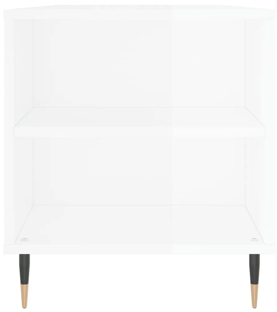 Tavolino Salotto Bianco Lucido 102x44,5x50 cm Legno Multistrato