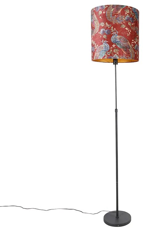 Lampada da terra con paralume nero design pavone rosso 40 cm - Parte