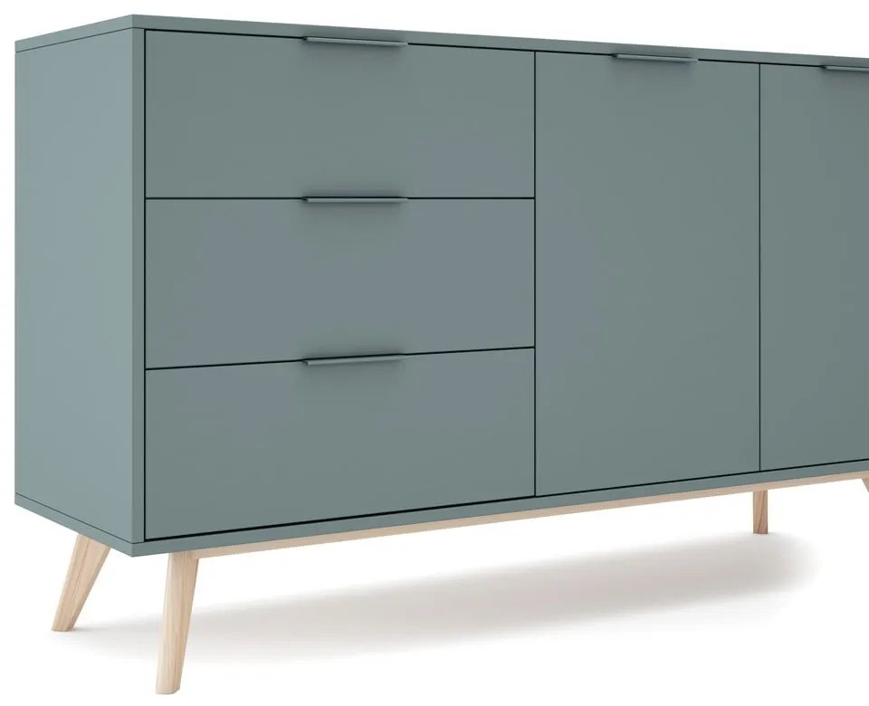 Cassettiera bassa grigio-verde 140x81 cm Pisco - Marckeric