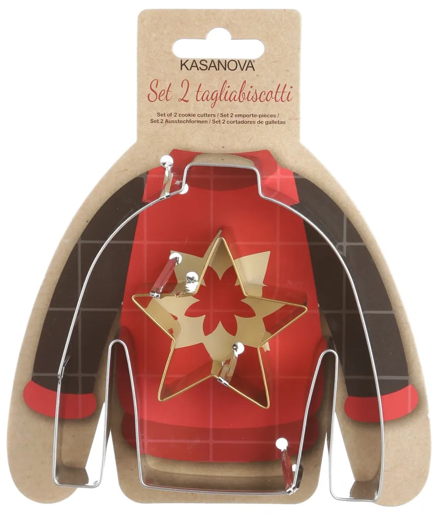 Set 2 formine tagliabiscotti Natale stella e maglione