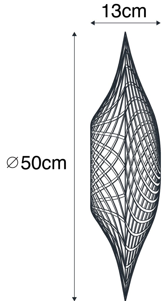 Paralume orientale in bambù 50 cm - Rina