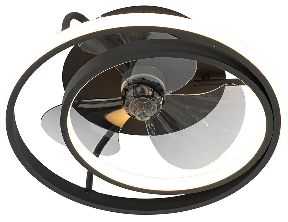Ventilatore da soffitto nero 46,5 cm con LED e telecomando - Kees