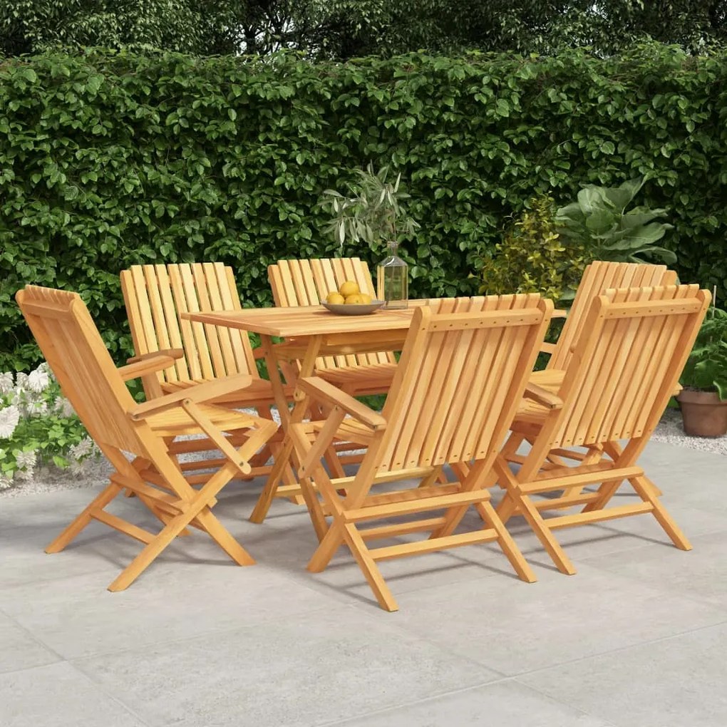 Set Da Pranzo Da Giardino 7 Pz İn Legno Massello Di Teak /