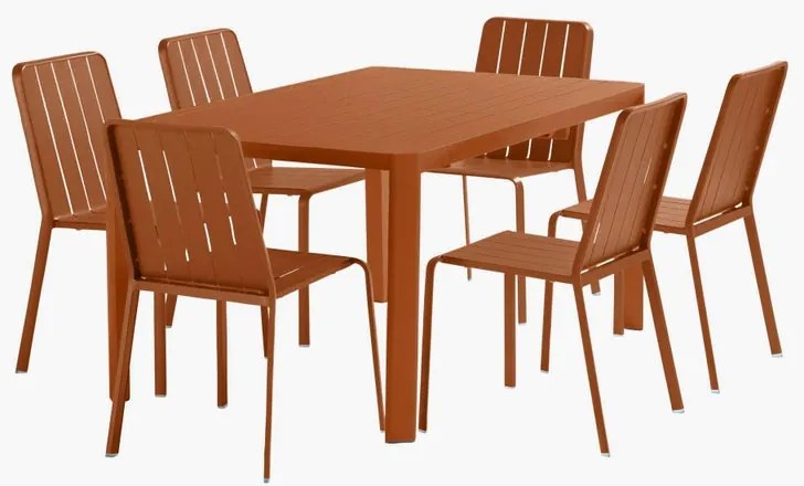 Set tavolo e sedie Idaho NATERIAL in alluminio arancione per 6 persone
