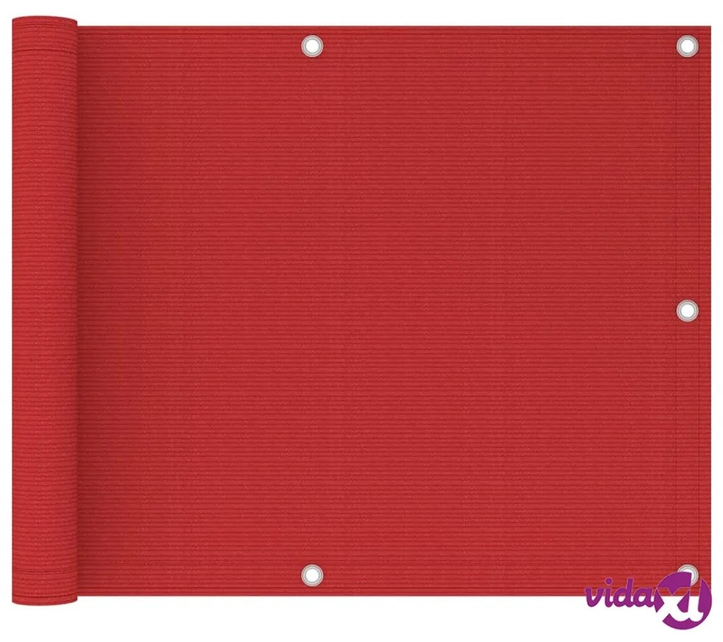 vidaXL Paravento da Balcone Rosso 75x300 cm in HDPE