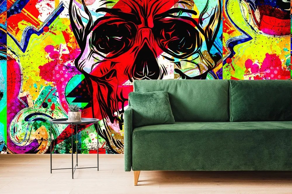 Carta da parati – Teschio in stile graffiti