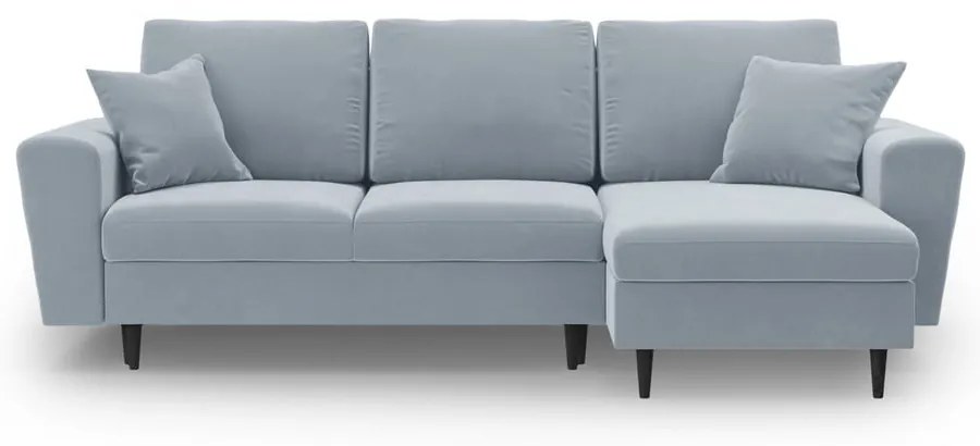 Divano angolare azzurro allungabile e con contenitore con rivestimento in velluto Kyoto – Cosmopolitan Design