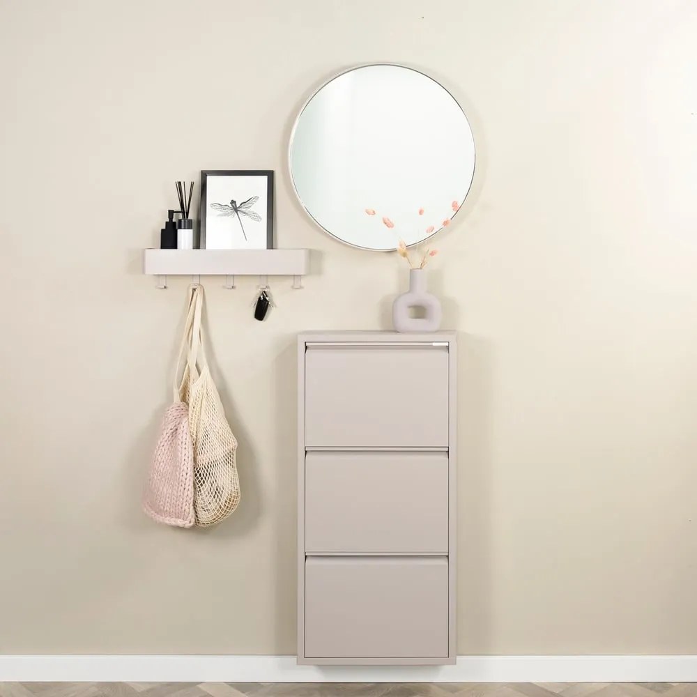 Scarpiera grigio tortora in metallo con ante ribaltabili 50x103x15 cm Billy – Spinder Design