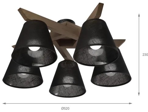 Brilagi - Lampadario LED ANTHONY 5xE14/40W/230V rovere/noce nero