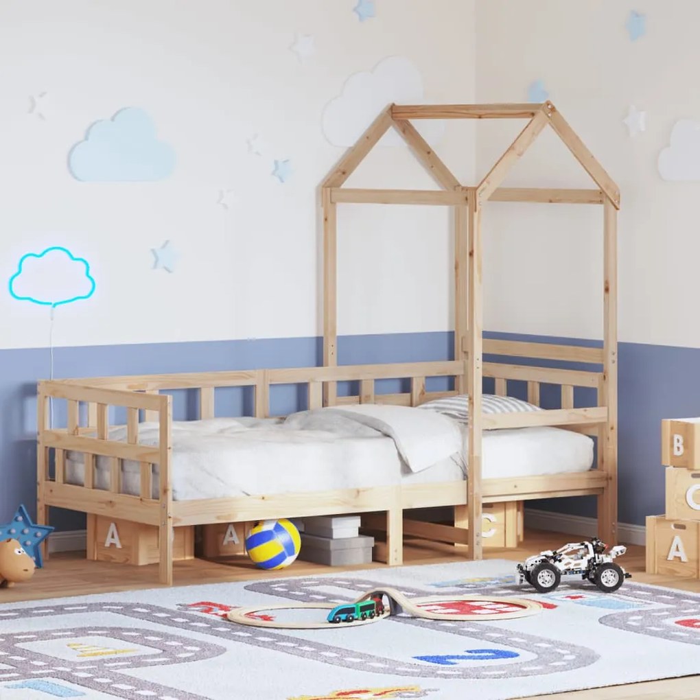 Dormeuse Con Tetto 90x190 Cm İn Legno Massello Di Pino /