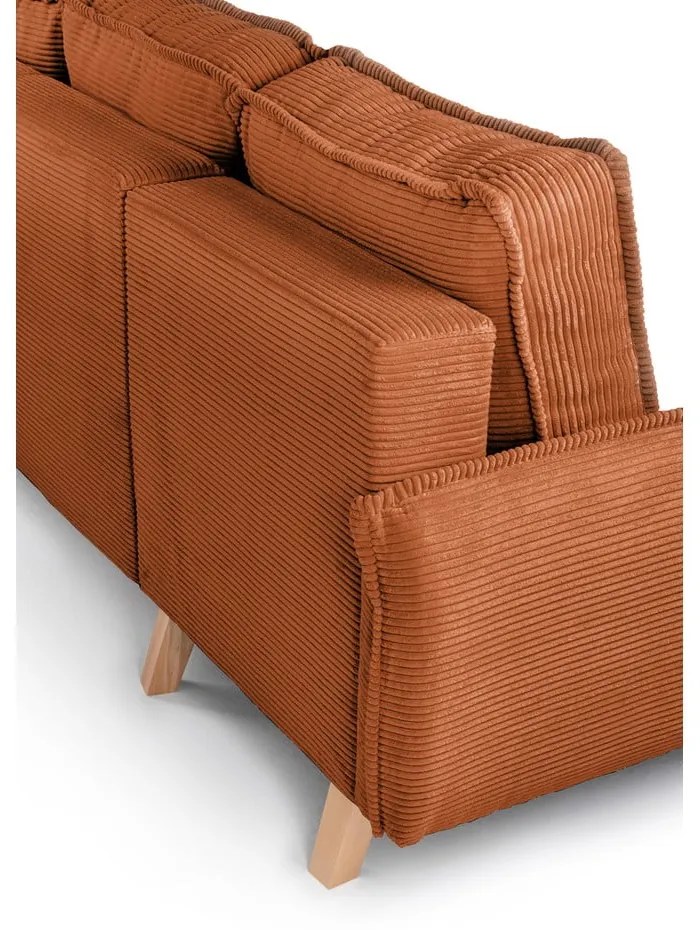 Divano letto ad angolo in velluto a coste arancione variabile Tori - Bonami Selection