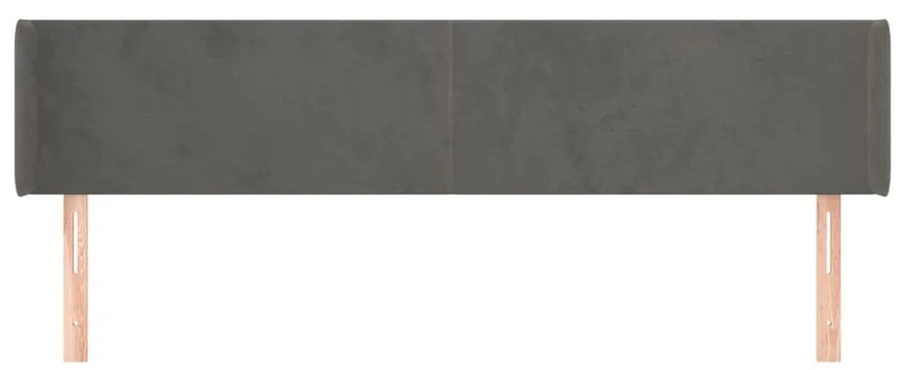 Testiera ad orecchio grigio scuro 203x16x78/88 cm in velluto