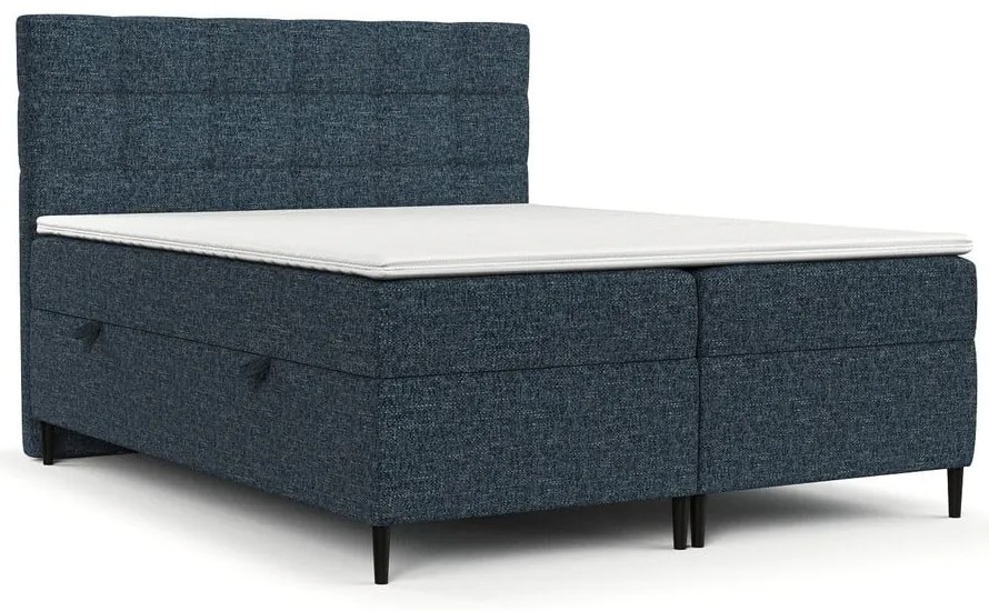Letto boxspring blu scuro con contenitore 180x200 cm Urbaneo - Maison de Rêve