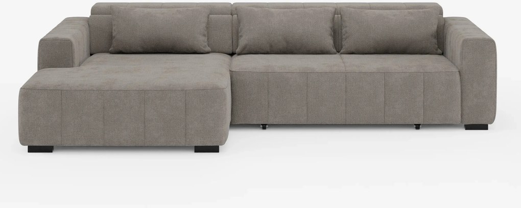 Doric Divano angolare con penisola e sedute allungabili con relax elettrico - poggiatesta reclinabili in tessuto smacchiabile T23