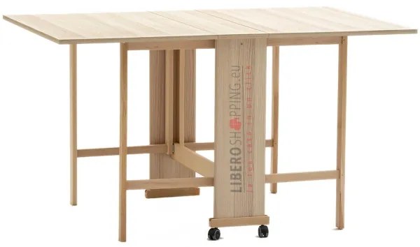 Tavolo richiudibile legno formica con ruote 140x90 cm GIORGIA Rovere