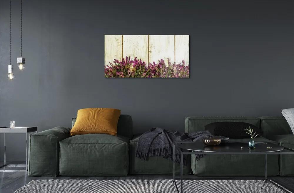 Quadro su vetro Lavagna con fiori viola 100x50 cm