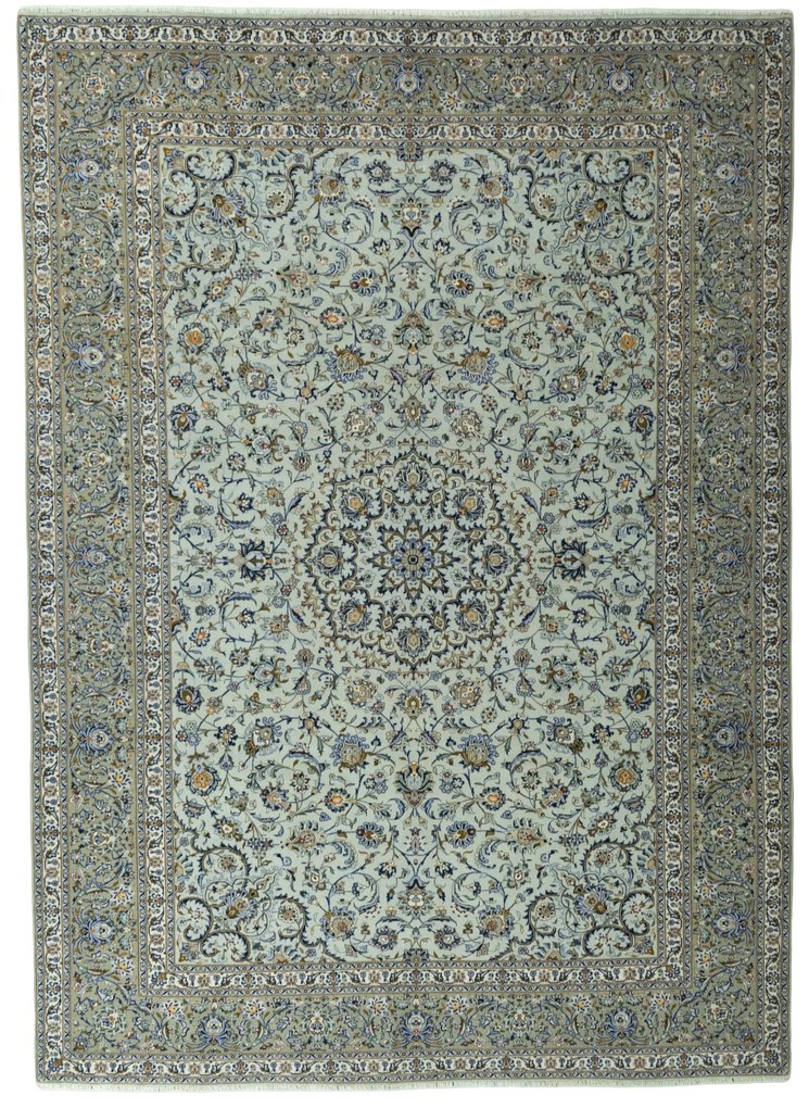 Kashan Tappeto 290x400 Blu (Iran) Annodato A Mano