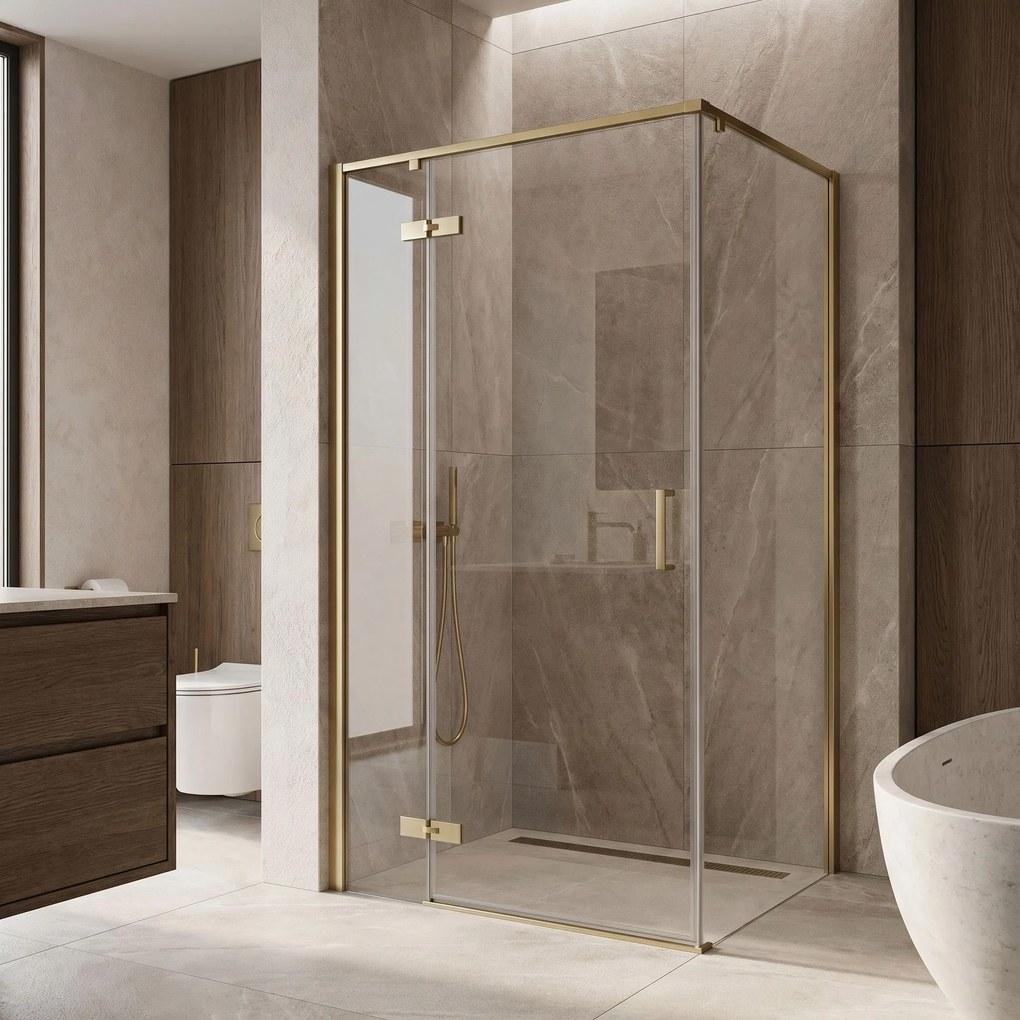 Cabina doccia Rea Bruno 100x80 Brush Gold