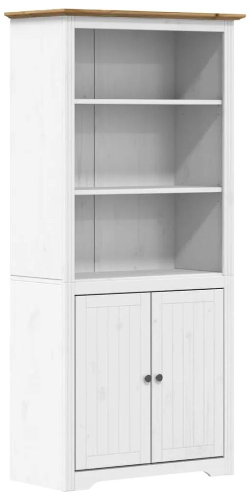 Libreria bodo 80x40x172 cm legno massello pino bianco e marrone