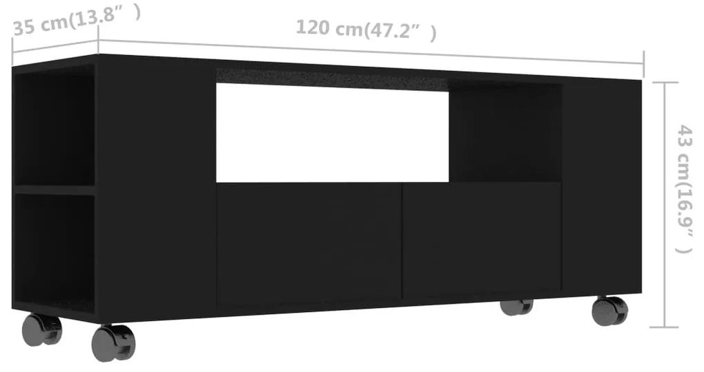 Mobile Porta TV Nero 120x35x48 cm in Legno Multistrato