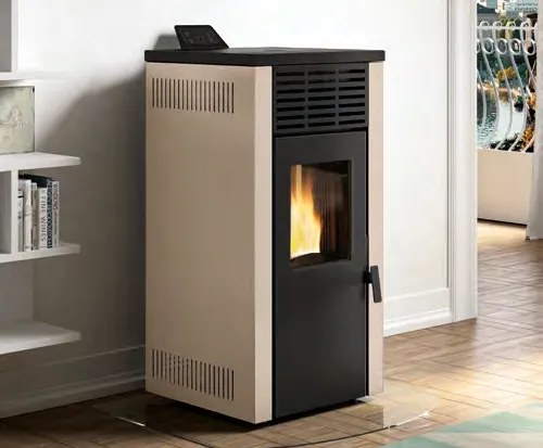 Royal Jada 6 Stufa A Pellet Ad Aria 6 Kw Serbatoio 19 Kg 45x59x102 Cm In Acciaio Beige