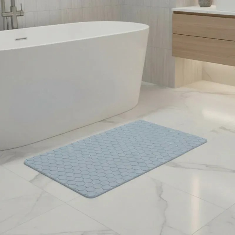 Tappeto bagno antiscivolo azzurro 75x43 cm Maya
